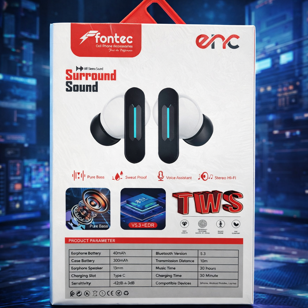 Fontec Winner TWS Wireless Earbuds โ Bluetooth 5.3 Gaming Earphones with ENC Noise Cancellation & Surround Sound