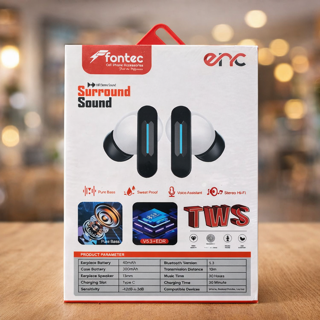 Fontec Winner True Wireless Earbuds โ Bluetooth 5.3 Gaming Airbuds with ENC Noise Reduction, RGB Light & Up to 30 Hours Playtime (White) - Image 3