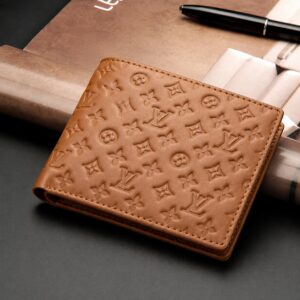Men's Genuine Leather Bifold Wallet with Gift Box | Monogram Pattern RFID Card Holder Pocket Friendly Wallet