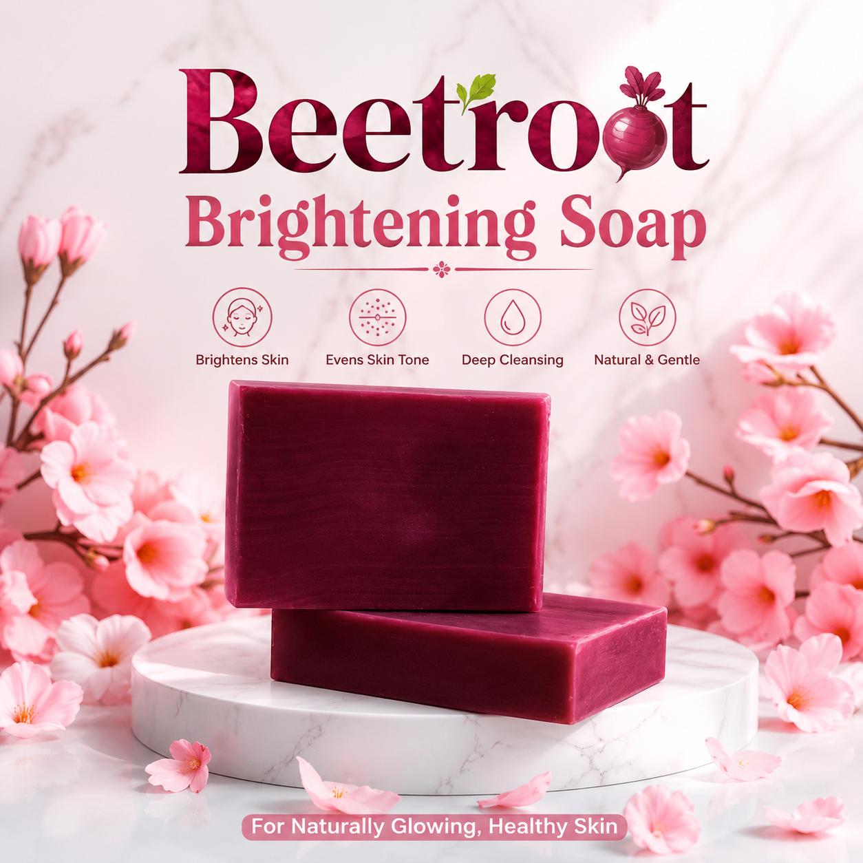 Instant Glow Beetroot Brightening Soap | Natural Skin Brightening & Rosy Glow | Deep Nourishing Daily Face & Body Soap - Image 2