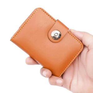 Boy's Leather Wallet Black Mustard Brown Snap Closure Compact Bifold Wallet for Kids & Teens