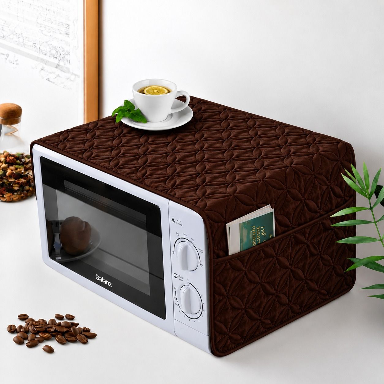 Ultrasonic Quilted Microwave & Oven Top Dust Cover โ Protective Kitchen Appliance Cover - Image 4