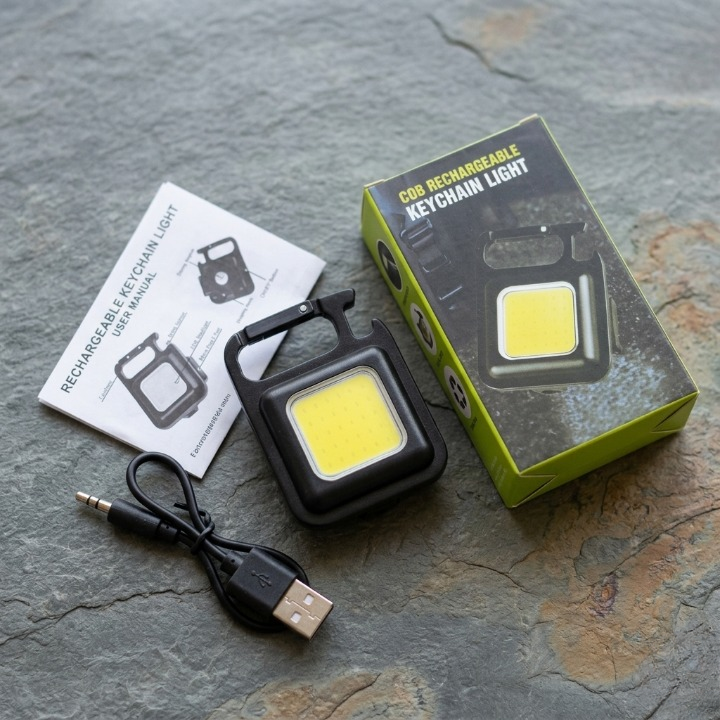 COB Rechargeable Keychain Light โ Ultra Bright Metal Body Emergency Light with Type-C Charging (With Cable) - Image 3