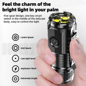 Powerful 3 LED Super Bright Mini Flashlight Rechargeable Portable Torch