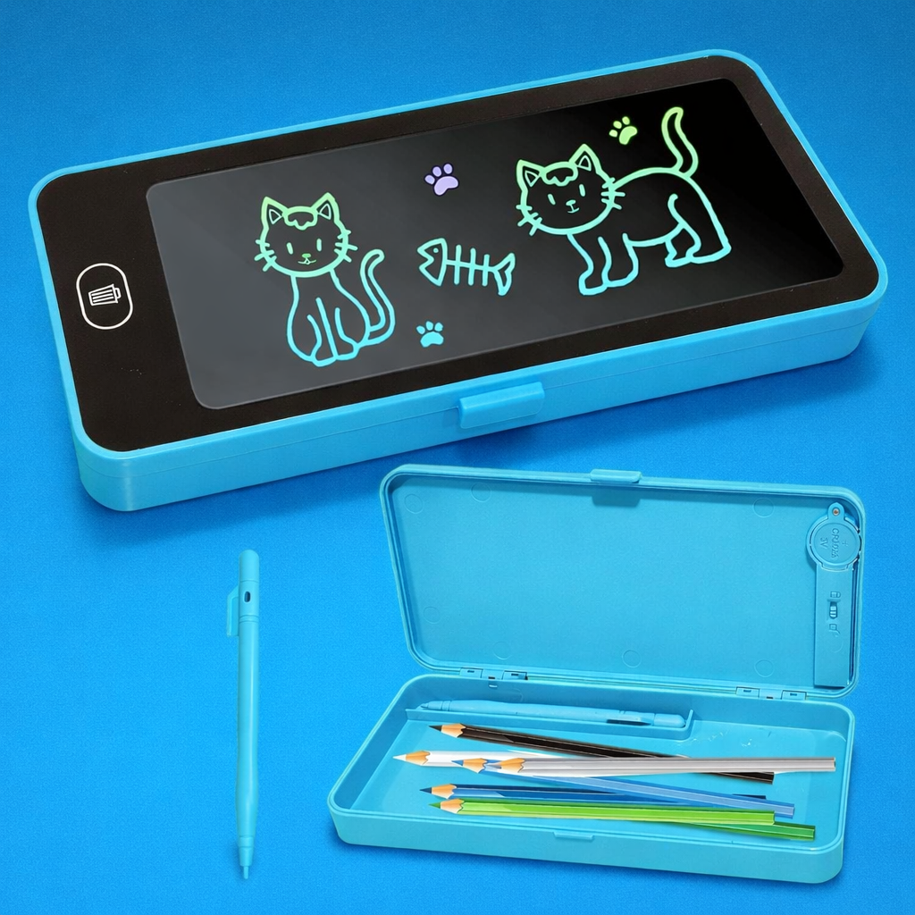 Pencil Box with LCD Writing Tablet | Kids Stationery Box with Writing Pad & Stylus | Random Color - Image 2