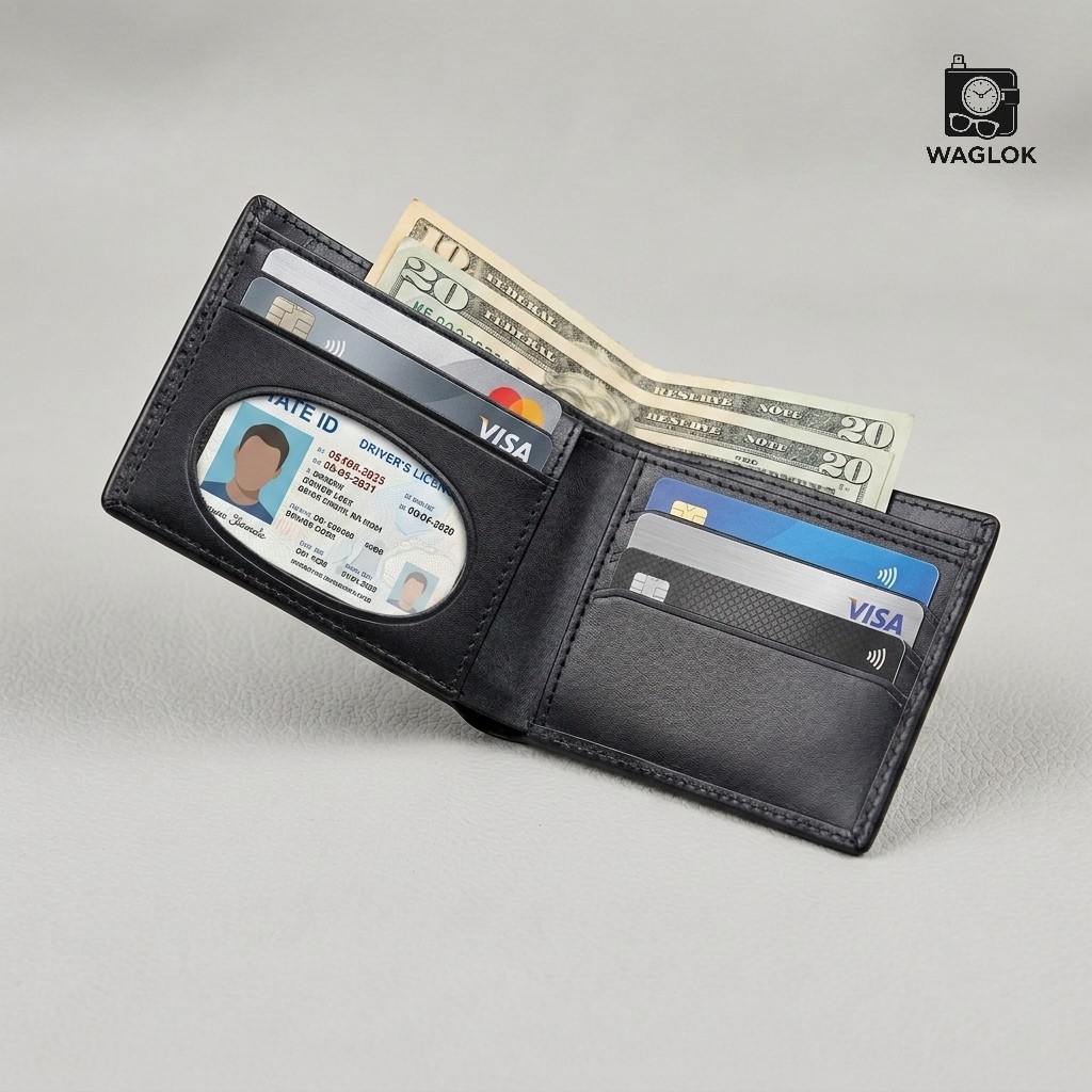 Men's Genuine Leather Bifold Wallet with Gift Box | Monogram Pattern RFID Card Holder Pocket Friendly Wallet - Image 3