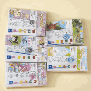 Kids' Pocket Watercolor Painting Book – 3-in-1 Creative Coloring Set with Built-in Paints, Brush & Keychain
