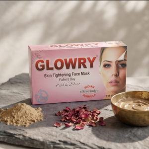 GLOWRY Skin Tightening Face Mask with Fuller’s Clay | Natural Indian Formula for Oil Control & Pore Cleansing | 100% Organic Herbal Pack