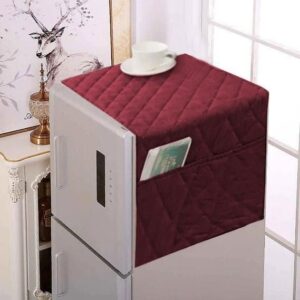 Quilted Plain Refrigerator Cover – Dustproof Fridge Top Protector (random color)