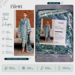 Farah Printed 3-Piece Lawn Suit with Printed Dupatta