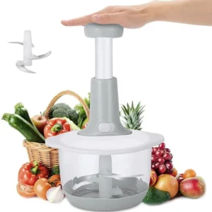 Manual Hand Push Chopper | Multi-functional Vegetable Meat Grinder, Grater, Chopper -2 Liter (Random Color)