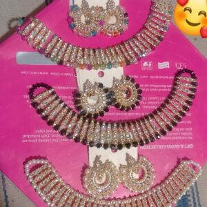Colorful chowker neckless and crystal round earrings jewellery set for girls, womans