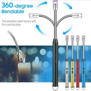 Arc Lighter With Usb Charging | Flameless Windproof | LED Battery Display | Safety Switch | Rotate 360 Degrees(random colors)