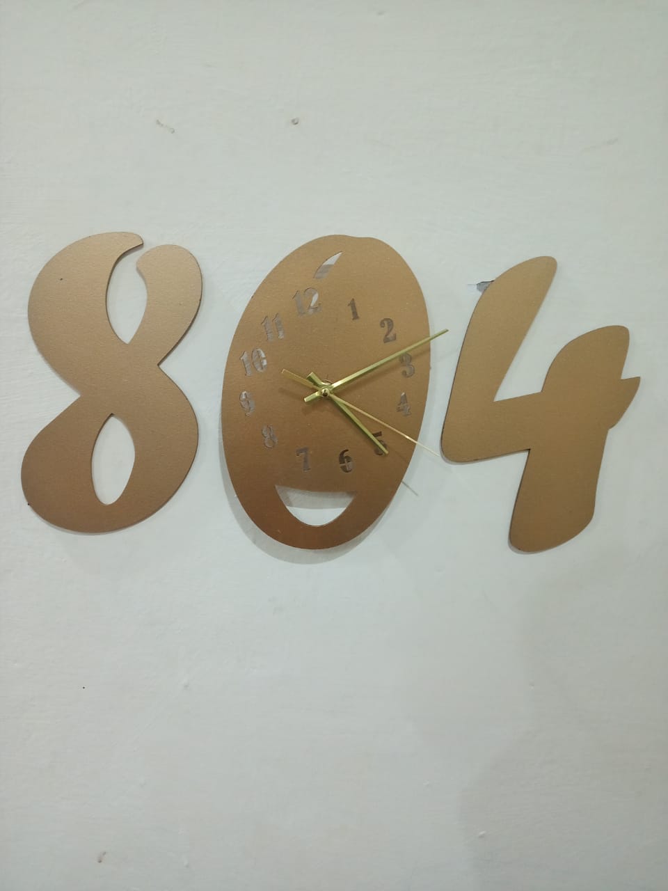 3d wall clock Wooden Golden color Wall Clock (804) - Image 4