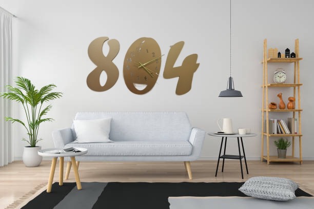 3d wall clock Wooden Golden color Wall Clock (804) - Image 3