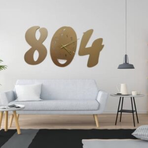 3d wall clock Wooden Golden color Wall Clock (804)