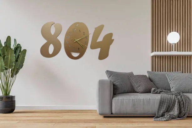 3d wall clock Wooden Golden color Wall Clock (804) - Image 2