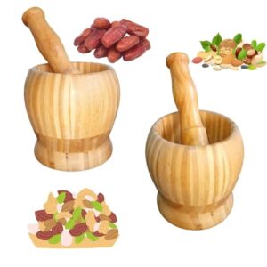 01 Set Wooden Pestle and Mortar For Crushing | Woden chattu watta for Grinding Nuts Dates and other Ingredients