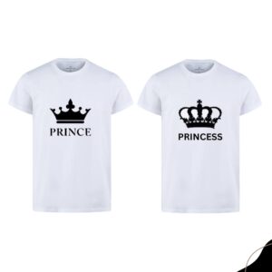 Combo Of Prince & Princes Style White T-Shirt with Cute Design - Prince & Princess Design T-Shirts – Best Quality T-Shirts For Girls | T-Shirt For Women - T-Shirt For Boy | T-Shirt For Men | Princes T-Shirts | Prince Design T-Shirt