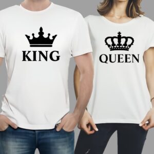 Combo Of King & Queen Style White T-Shirt with Cute Design - King & Queen Design T-Shirts – Best Quality T-Shirts For Girls | T-Shirt For Women - T-Shirt For Boy | T-Shirt For Men | Queen T-Shirts | King Design T-Shirt