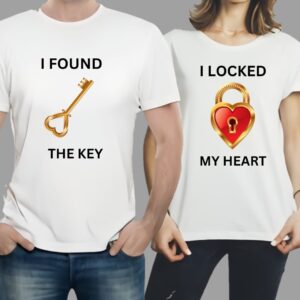 Combo Of My Heart & The Key Style White T-Shirt with Cute Design - Heart & key Design T-Shirts – Best Quality T-Shirts For Girls | T-Shirt For Women - T-Shirt For Men