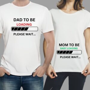 Combo Of Dad to Be & Mom to Be Style White T-Shirt with Cute Design – Best Quality T-Shirts For Girls | T-Shirt For Women - T-Shirt For Men