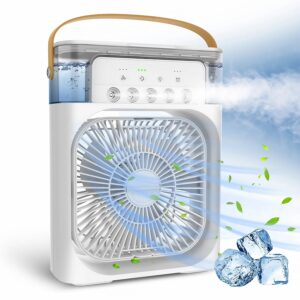Mist Fan | Portable Cooling Fan - 11inch | USB Electric Fan With LED Night Light, Fine Mist Water, And Humidifier Function | Led Night Light Water Mist (Random Color)