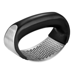 Manual Garlic Press Rocker with Handle โ Stainless Steel Garlic Crusher, Squeezer, Slicer & Mincer | Easy Handheld Chopper Kitchen Gadget Tool