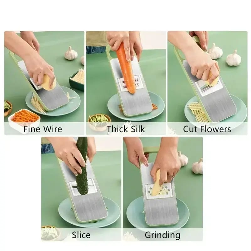 Multifunctional Vegetable Cutter & Slicer Set โ Stainless Steel Mandoline Slicer with 5 Interchangeable Blades - Image 2