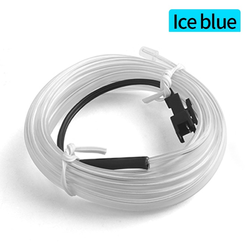 Flexible EL Wire LED Strip Car Interior Ambient Light โ Ice Blue Cigarette Lighter Powered wire Strip 2 Meters - Image 2