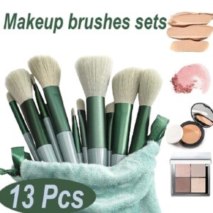 13 Piece Makeup Brush Set With Matching Storage Pouch Professional Soft Bristles For Blending Contouring And Daily Use | Random Color