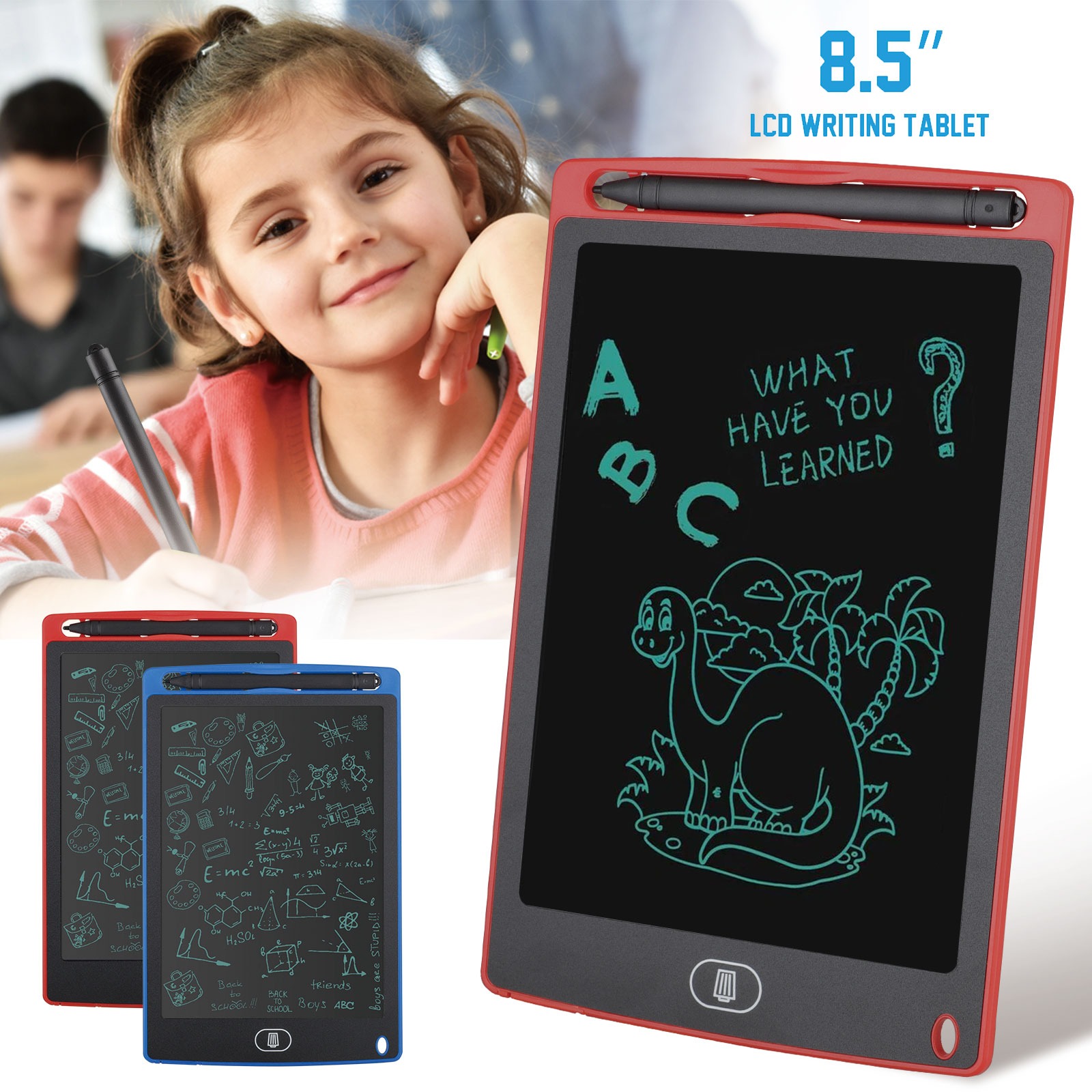 LCD Writing Tablet, Drawing Pads For Kids 8.5 Inch Colorful Lines Doodle Scribble Boards Educational Toys (Random Color)