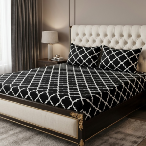 3D Crystal Cotton 3PC Bedsheet Set With 1 Bedsheet And 2 Piping Pillow Covers Multicoloured Design
