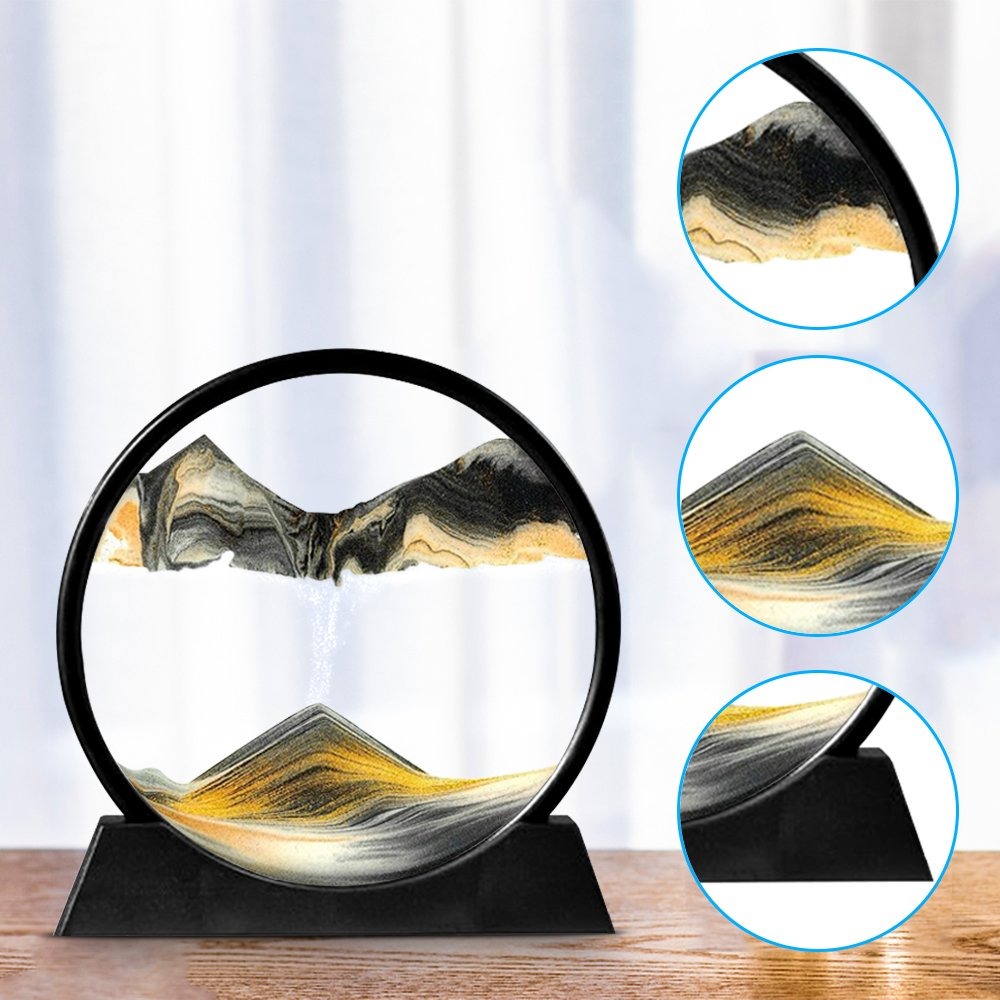 Sandscape Painting 3D Moving Sand Art Hourglass Sand Timer Mountain Lamp With Metal Stand Home Decoration | Random Color - Image 4