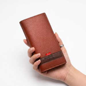 Long Wallet Purse – Contrast Band Design with Card Slots & Zipper Pocket