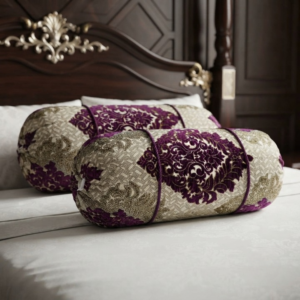 Luxury 2 Piece Soft Velvet Jacquard Gol Pillow Cover Set 36 x 17 Easy Washable Floral Design