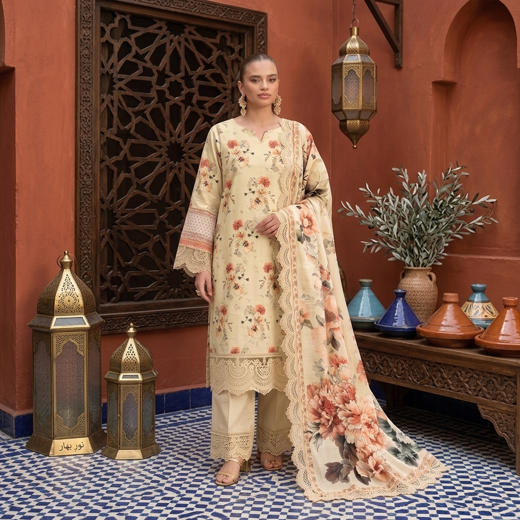 Malhaar Winter Unstitched 3-Piece Linen Suit - Volume 01 - Image 3
