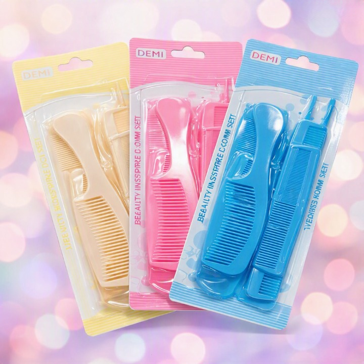 6 Pcs Hair Comb Set โ Assorted Hair Styling & Detangling Combs for Women, Girls & Daily Hair Care - Multicolor