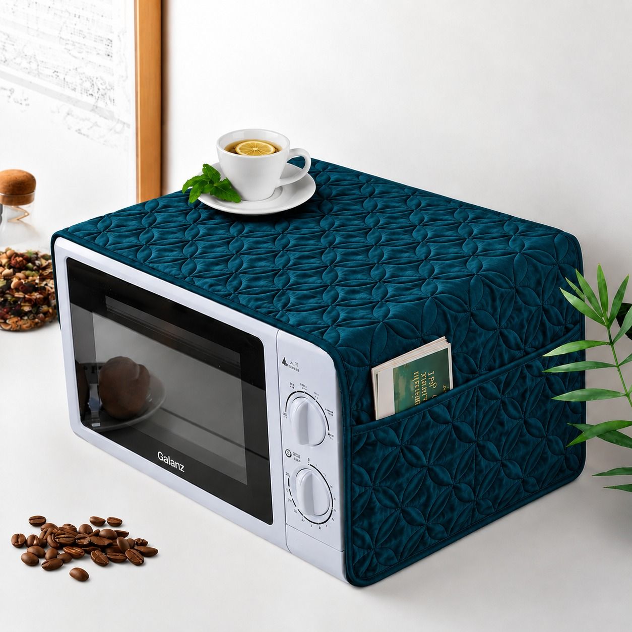 Ultrasonic Quilted Microwave & Oven Top Dust Cover โ Protective Kitchen Appliance Cover - Image 3
