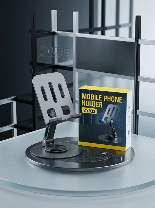 Metal Body Adjustable Phone Holder โ Foldable Desktop Stand for Mobile Phones