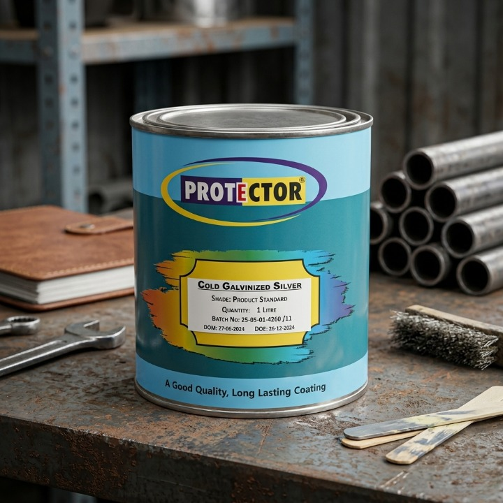 PROTECTOR Anti Rust Zinc Coating Spray Color (Cold Galvanized Silver Paint 1 Liter) - Image 2