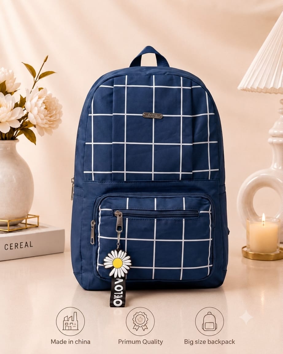 Premium Grid Design Backpack for Students | Lightweight School & College Bag - Image 3