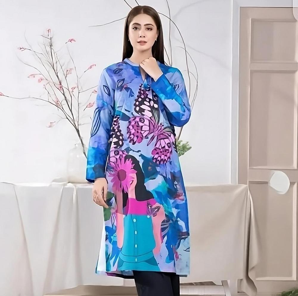 1 Piece Unstitched Digital Swiss Lawn Shirt For Girls & Women 2.5 Yard Shirt Cutting - Image 4