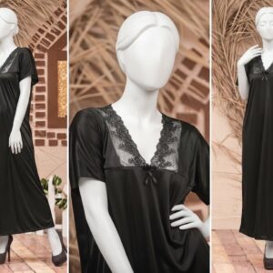 Single Pcs Stylish & Comfortable Long Silk Nightgown - Free Size (SKU R-002)