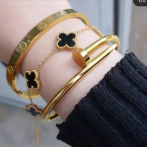Stainless Steel 3 Piece Bracelet And Bangle Combo - Durable Elegant Accessory Set For Stylish Layering And Daily Wear