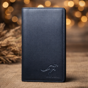 Premium Menโs Long Leather Wallet โ Multi-Slot Executive Bifold with Embossed Kangaroo Logo