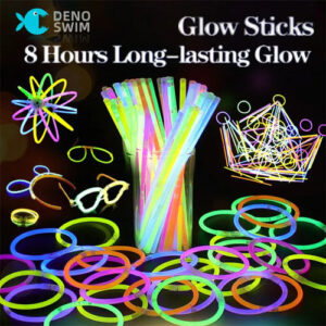Deno Swim Premium Glow Sticks Party Pack (50pcs in 1 Box) – 8 Hours Long-Lasting Glow