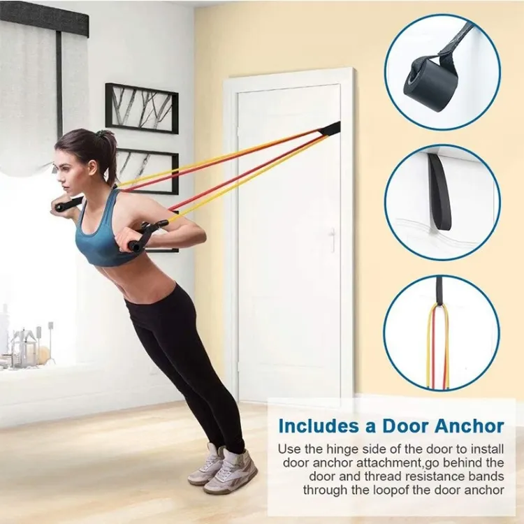 High Quality Portable Resistance Bands With Handles, Resistance Tubes & Workout Bands Exercise Band Elastic Pull Rope 11 Pcs Set - Image 3