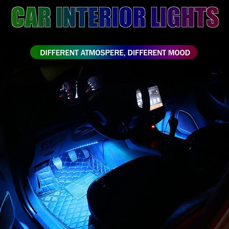 Car Interior LED Atmosphere Light with Remote Control โ Multi-Color Music Sync Ambient Strip Lamp (12V) - Image 4