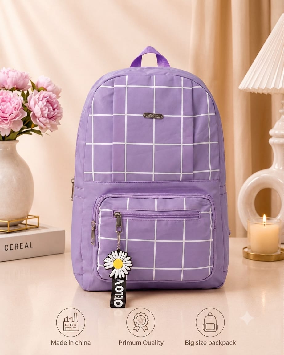 Premium Grid Design Backpack for Students | Lightweight School & College Bag - Image 4